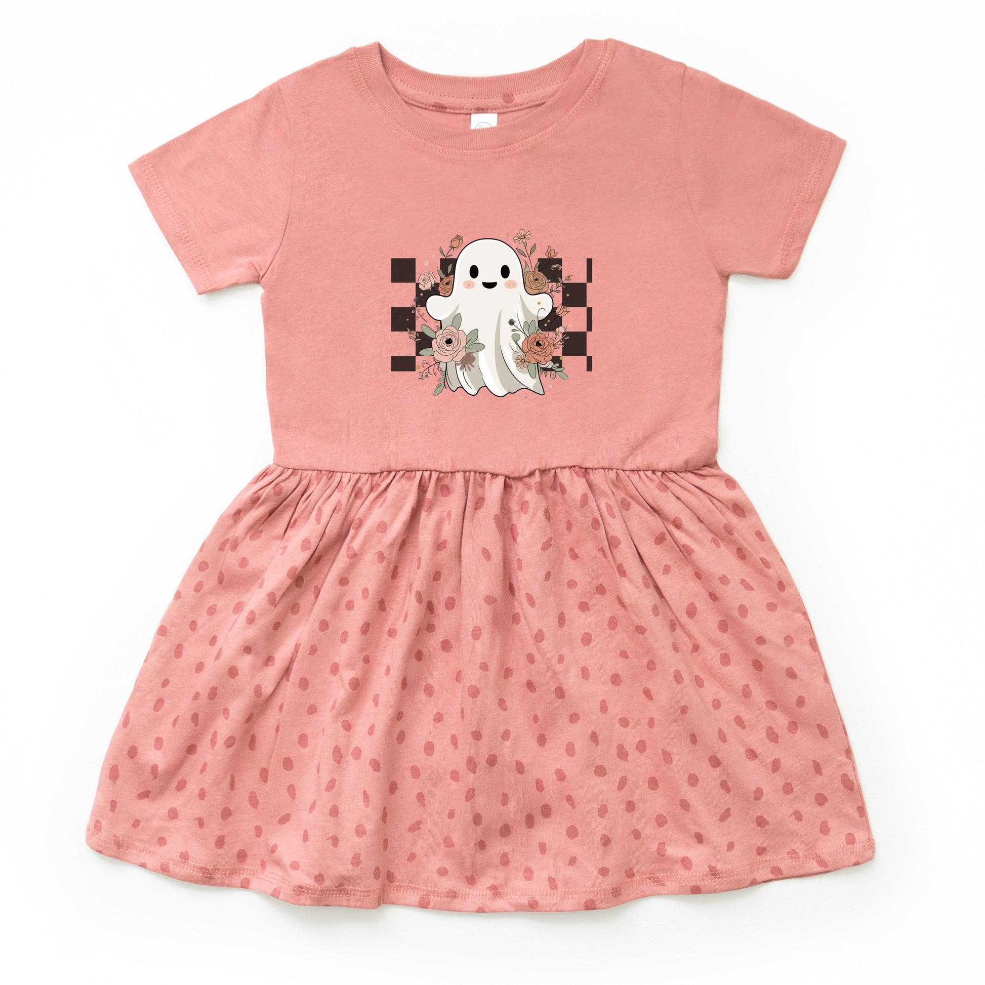 Checkered Ghost Rose - Kids Toddler Dress and Infant Dress