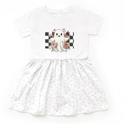 Checkered Ghost Rose - Kids Toddler Dress and Infant Dress