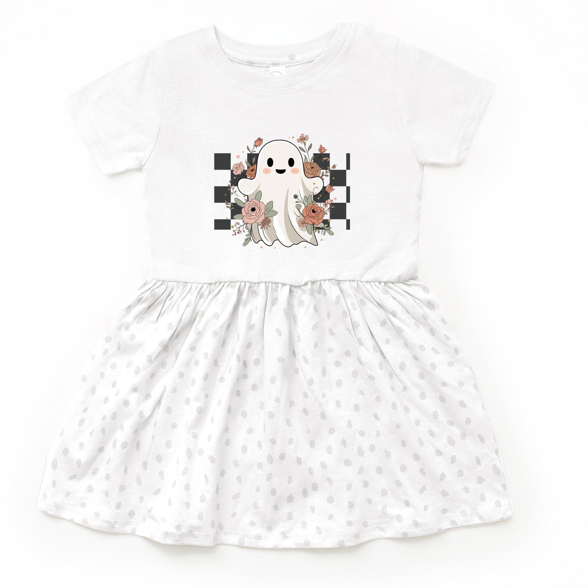 Checkered Ghost Rose - Kids Toddler Dress and Infant Dress