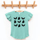 Ghosts and Bats Stacked - Kids Flutter Sleeve Tee