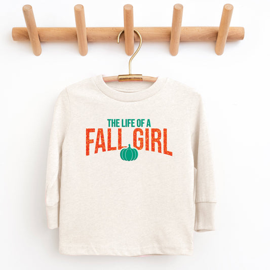 The Life Of A Fall Girl Puff/Glitter - Kids Youth Long Sleeve Tee and Kids Toddler Long Sleeve Tee