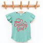 Country Girl Hat Puff Print  - Flutter Sleeve Graphic T-Shirt