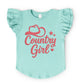 Country Girl Hat Puff Print  - Flutter Sleeve Graphic T-Shirt