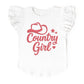 Country Girl Hat Puff Print  - Flutter Sleeve Graphic T-Shirt