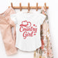 Country Girl Hat Puff Print  - Flutter Sleeve Graphic T-Shirt