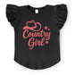 Country Girl Hat Puff Print  - Flutter Sleeve Graphic T-Shirt