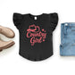 Country Girl Hat Puff Print  - Flutter Sleeve Graphic T-Shirt