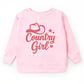 Country Girl Hat Puff Print  - Youth Graphic Sweatshirt