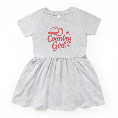 Country Girl Hat Puff Print  - Toddler Graphic Dress