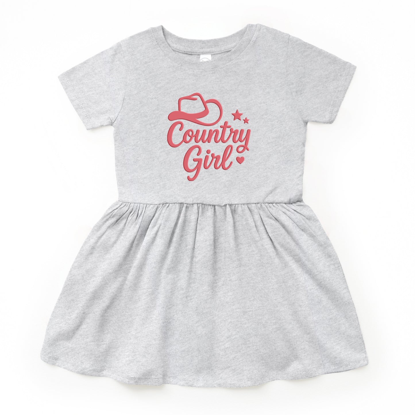 Country Girl Hat Puff Print  - Toddler Graphic Dress