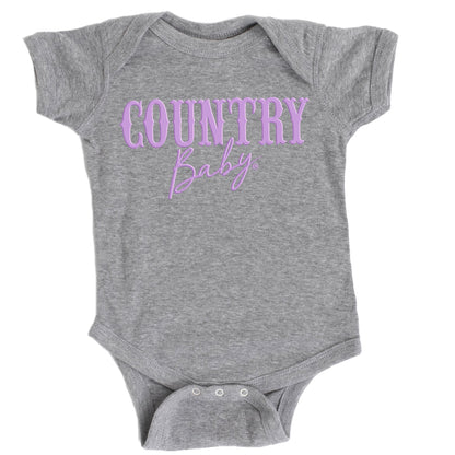Country Baby Puff Print  - Baby Short Sleeve Graphic Bodysuit