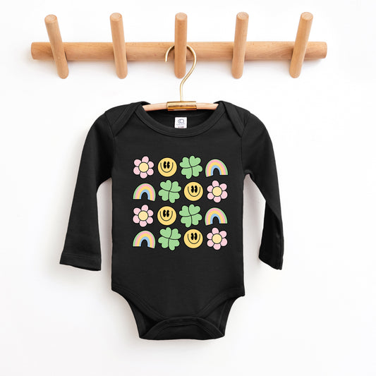 Smiley Clover Daisy | Baby Graphic Long Sleeve Onesie