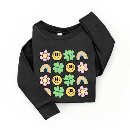 Smiley Clover Daisy | Toddler Graphic Long Sleeve Tee