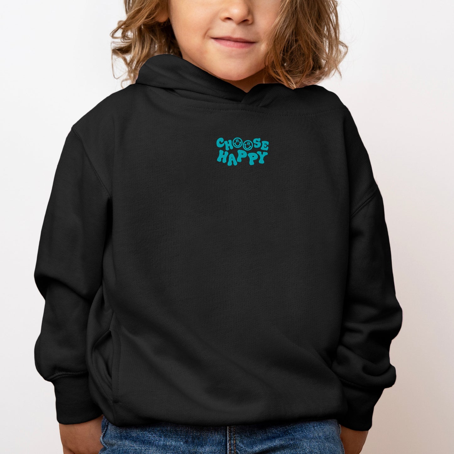 Embroidered Choose Happy Smiley Face | Toddler Graphic Hoodie
