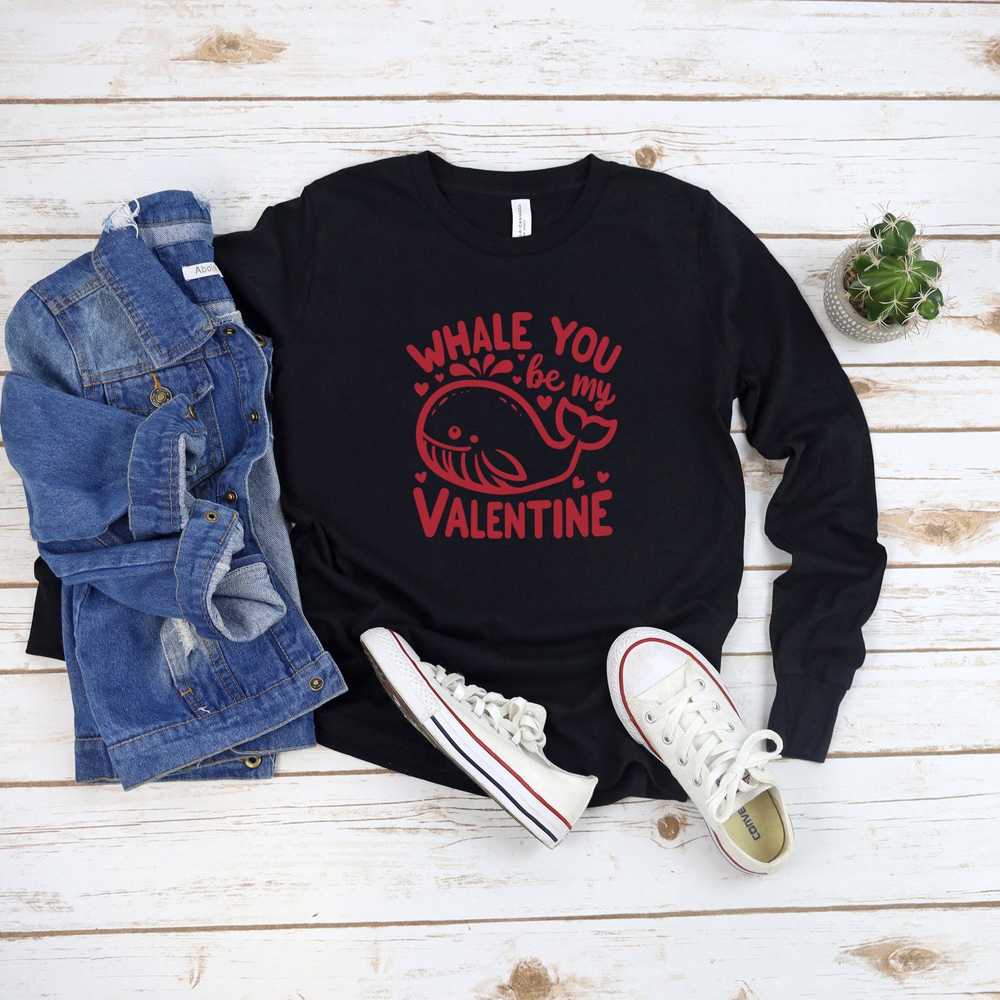 Valentines Whale | Toddler Graphic Long Sleeve Tee