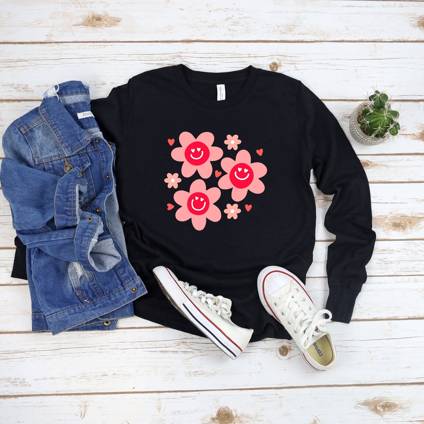 Hippy Flower Valentine | Youth Graphic Long Sleeve Tee