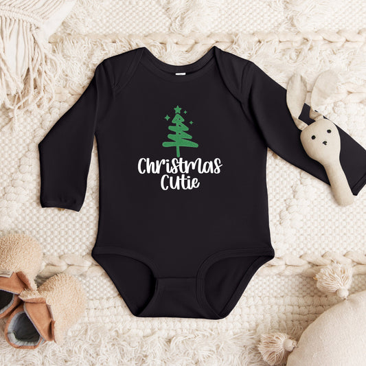 Christmas Tree Cutie Glitter | Baby Graphic Long Sleeve Onesie