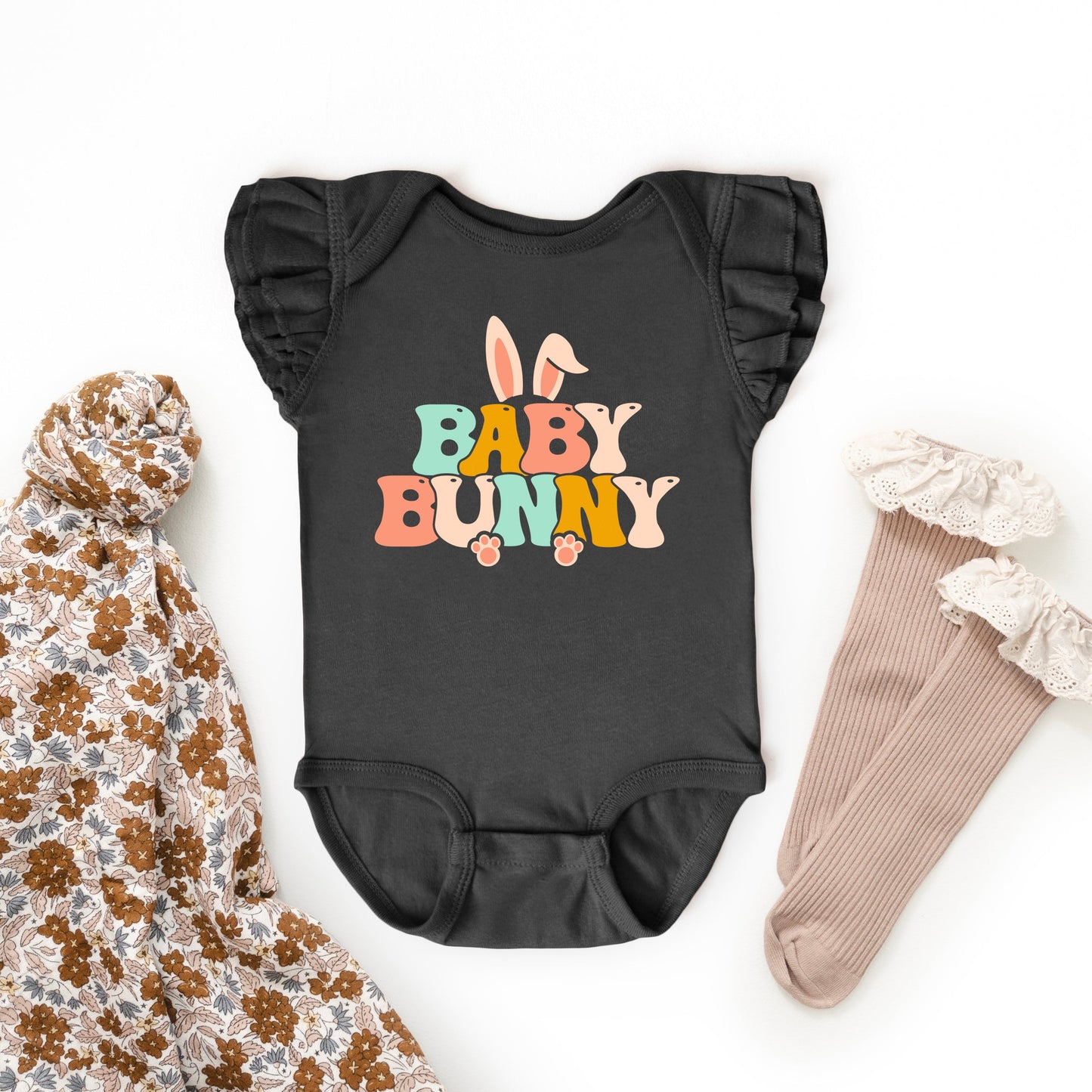 Baby Bunny Ears | Baby Graphic Flutter Sleeve Onesie