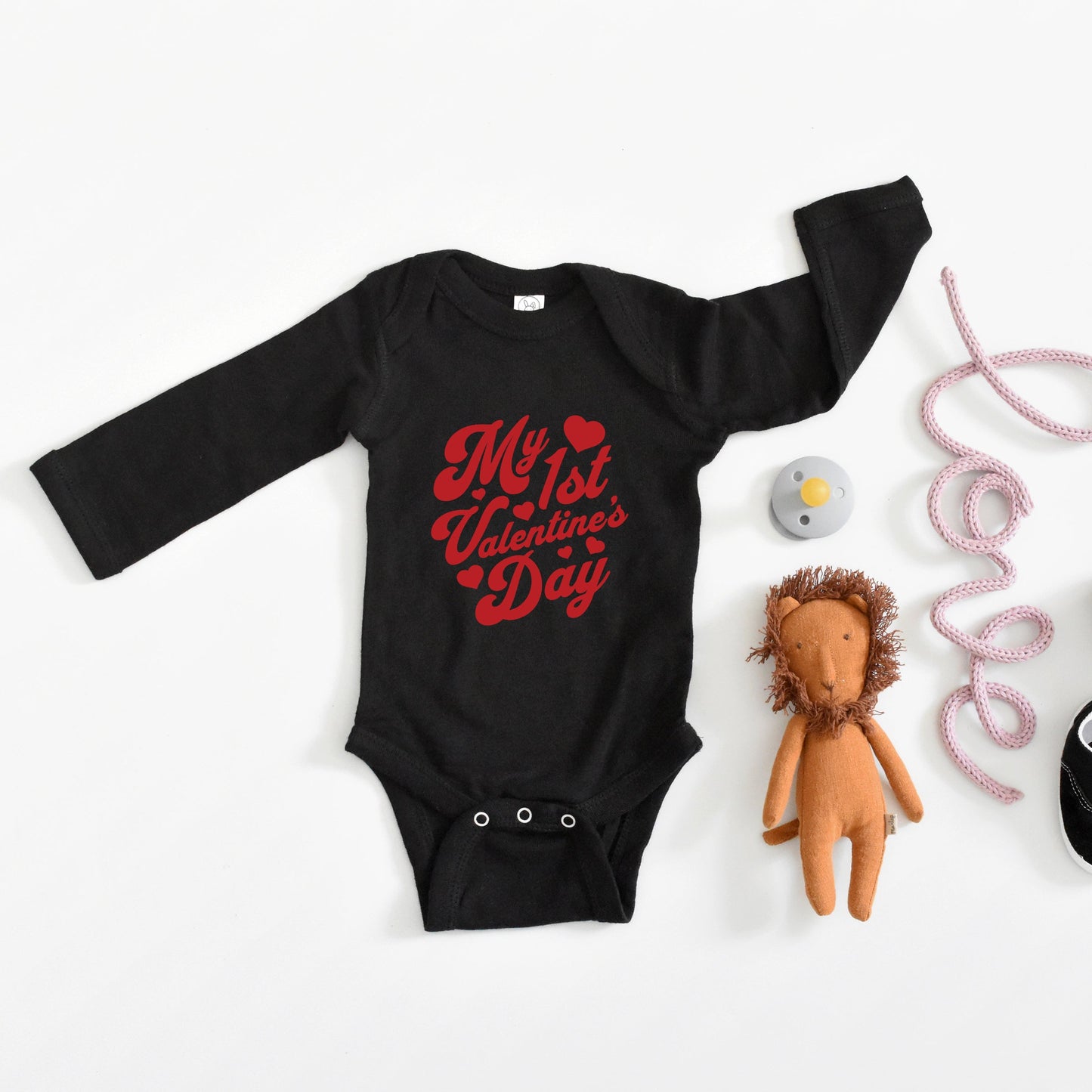 First Valentine's Cursive | Baby Graphic Long Sleeve Onesie