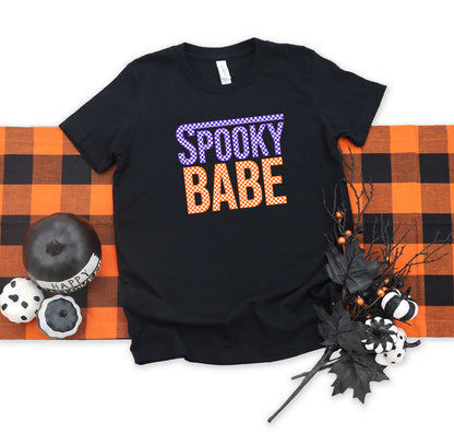 Spooky Babe Checkered | Youth Graphic Short Sleeve Tee