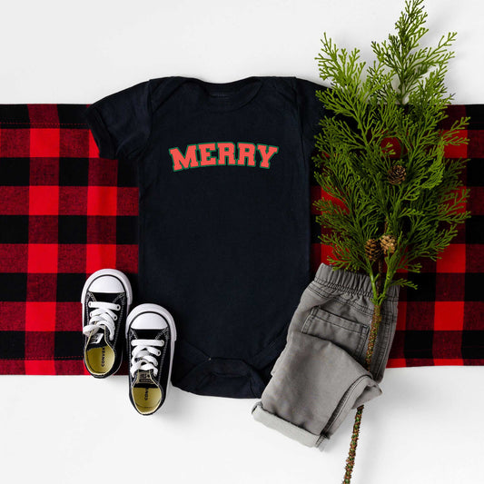 Merry Varsity | Baby Graphic Short Sleeve Onesie