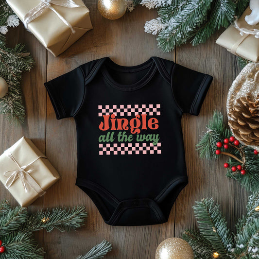 Jingle All The Way Checkered | Baby Graphic Short Sleeve Onesie