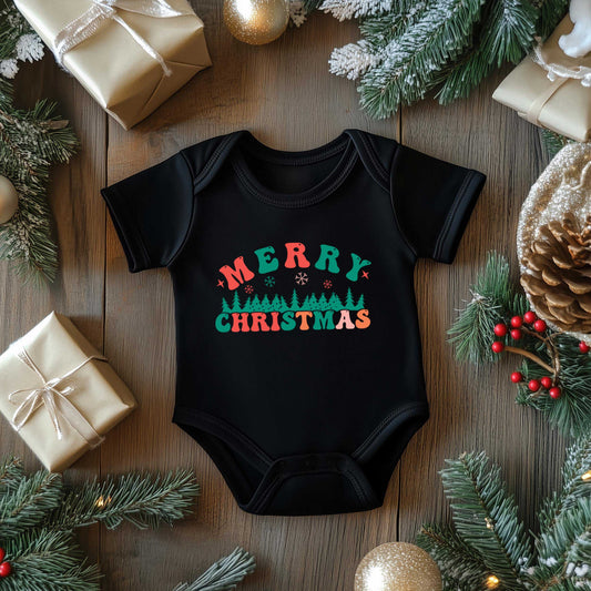 Merry Christmas Trees | Baby Graphic Short Sleeve Onesie