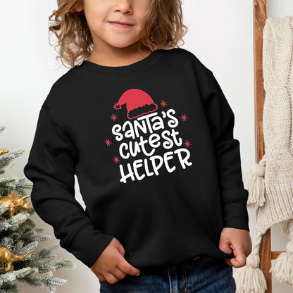 Santa's Cutest Helper Glitter | Youth Ultra-Soft Graphic Sweatshirt