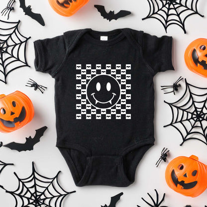 Halloween Bat Smiley Face | Baby Graphic Short Sleeve Onesie