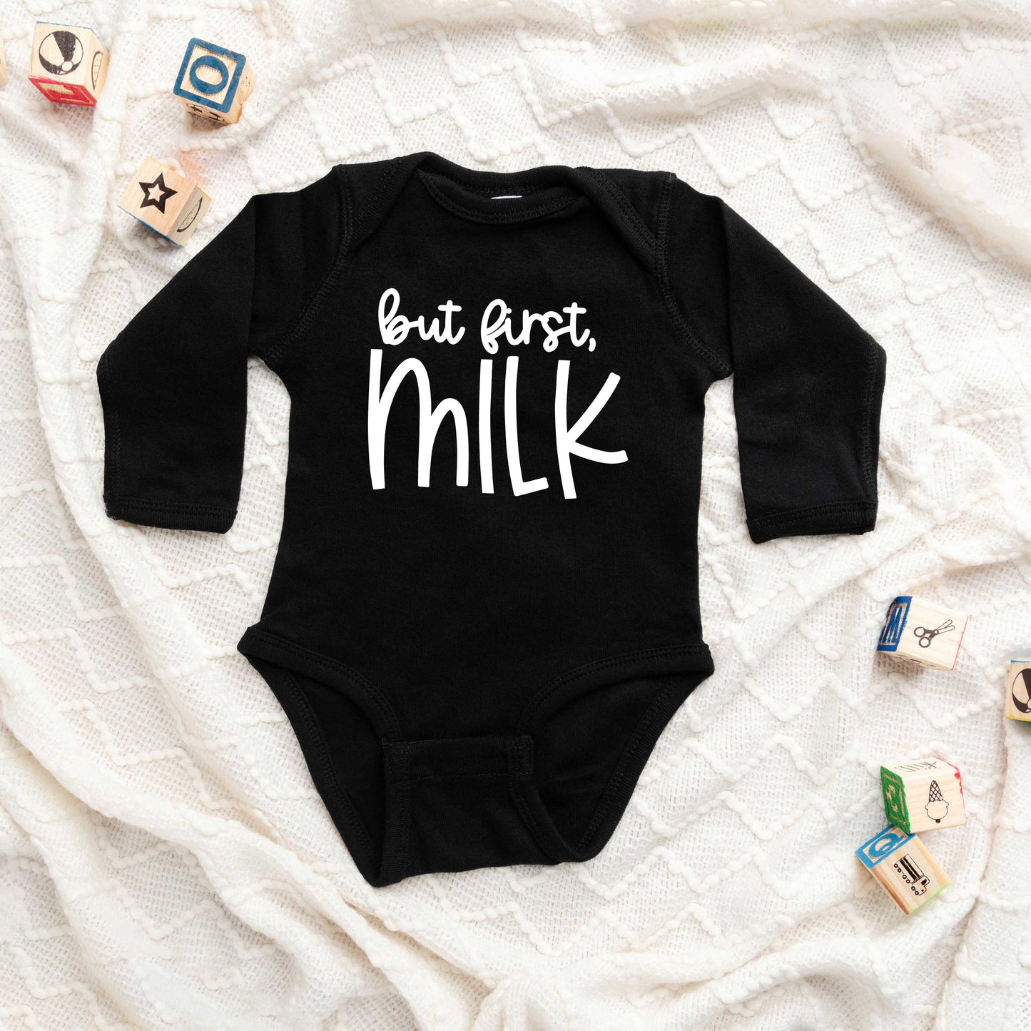 But First Milk | Baby Long Sleeve Onesie