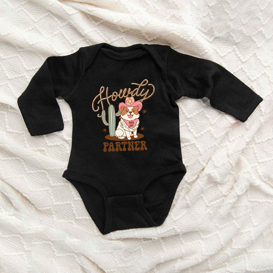 Howdy Partner Dog | Baby Long Sleeve Onesie