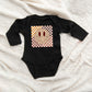Fall Checkered Smiley | Baby Long Sleeve Onesie