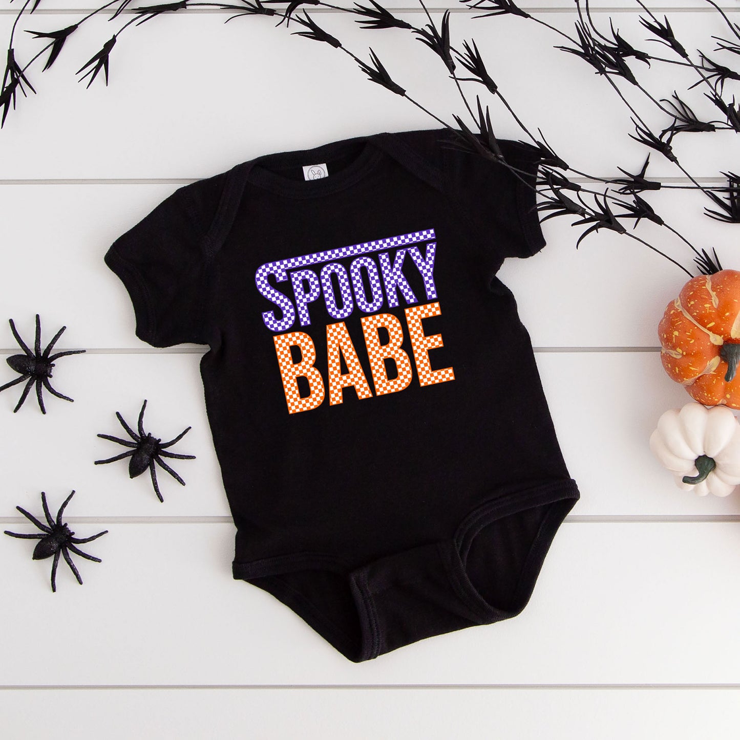 Spooky Babe Checkered | Baby Graphic Short Sleeve Onesie