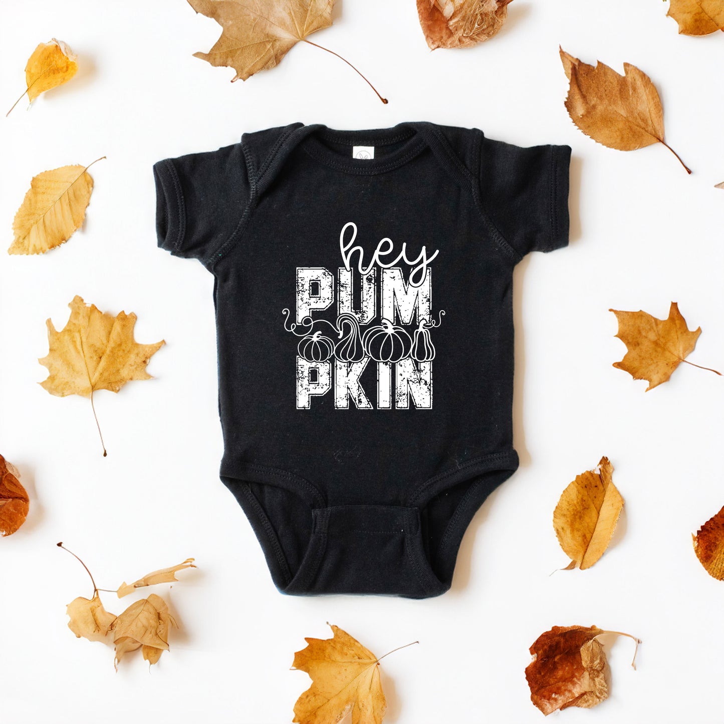 Hey Pumpkin Distressed | Baby Graphic Short Sleeve Onesie