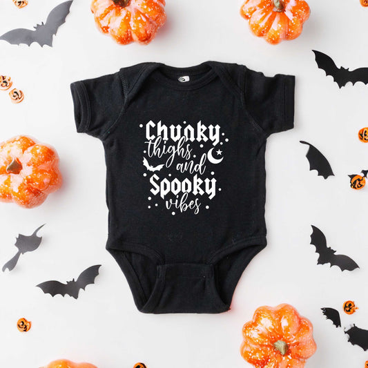 Chunky Thighs And Spooky Vibes | Baby Graphic Short Sleeve Onesie