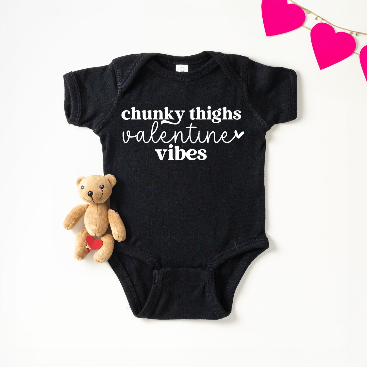 Chunky Thighs And Valentine Vibes | Baby Graphic Short Sleeve Onesie