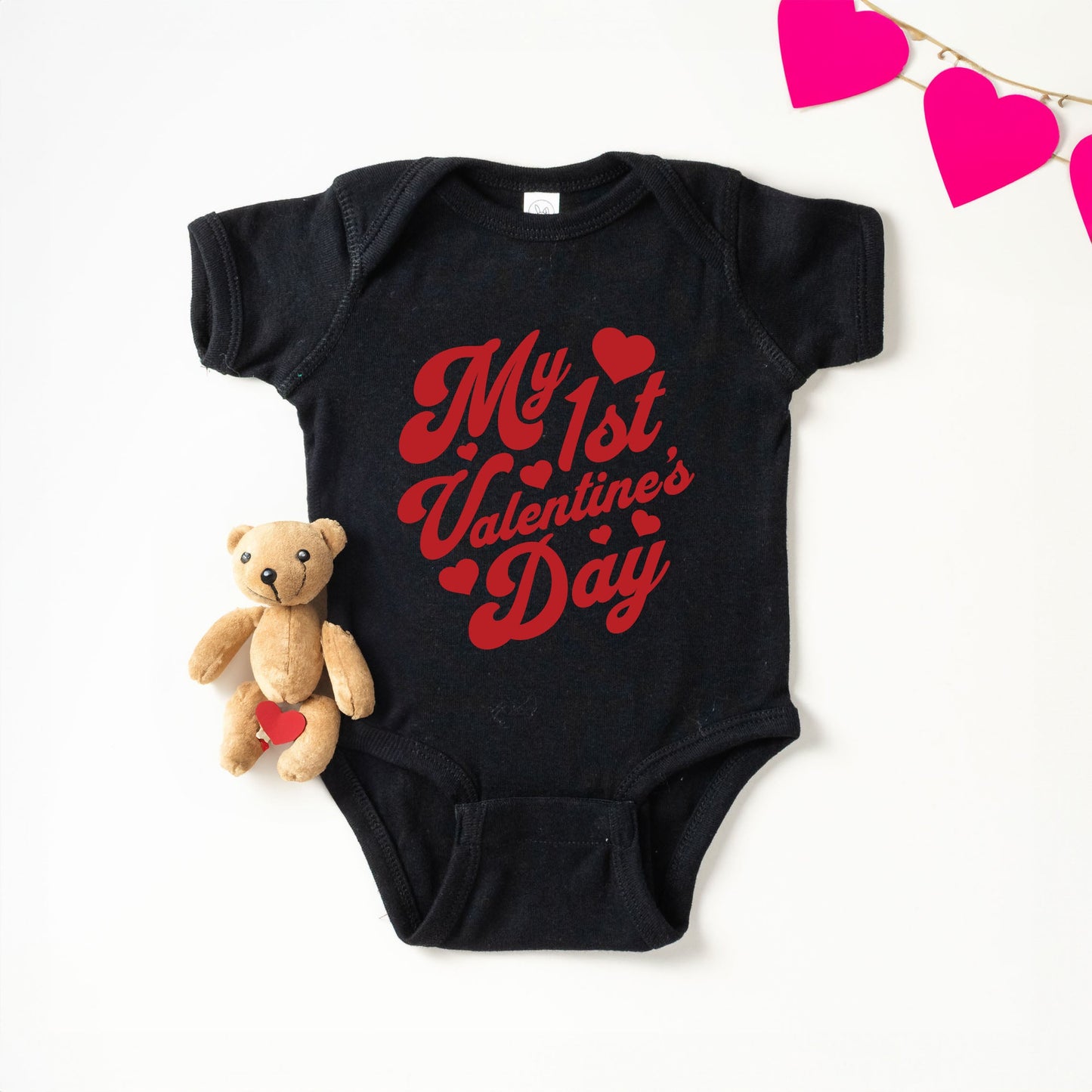 First Valentine's Cursive | Baby Graphic Short Sleeve Onesie
