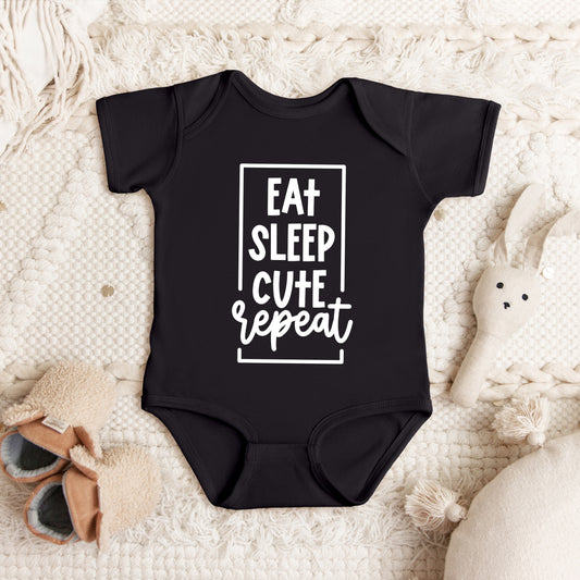 Eat Sleep Cute Repeat | Baby Graphic Short Sleeve Onesie