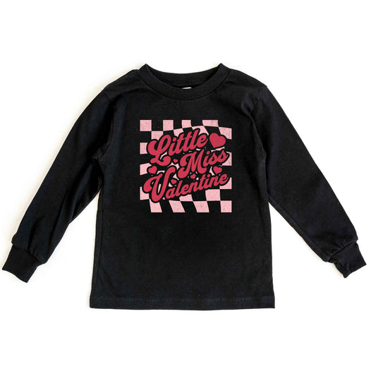 Checkered Little Miss Valentine | Toddler Long Sleeve Tee