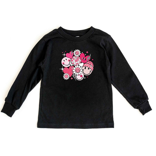 Pink Flower Hearts | Youth Long Sleeve Tee