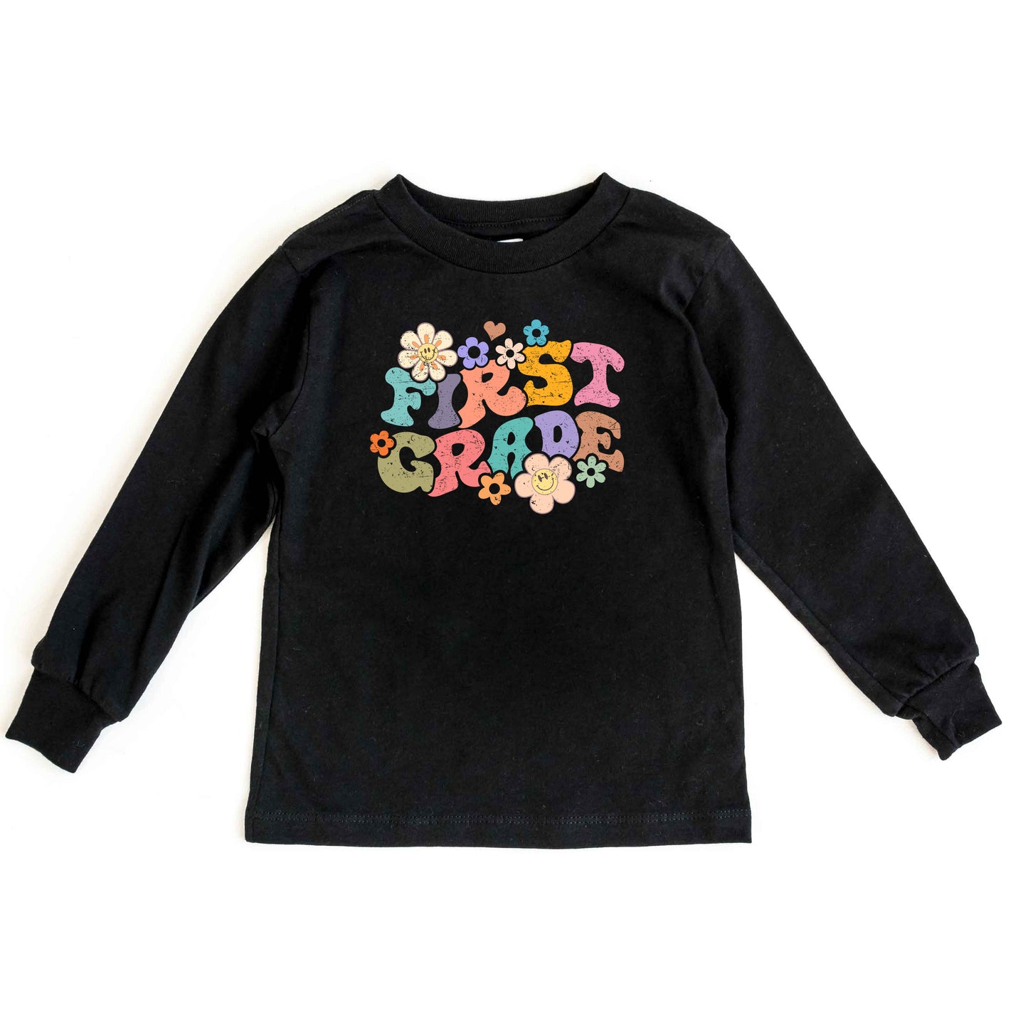 First Grade Flowers | Toddler Graphic Long Sleeve Tee
