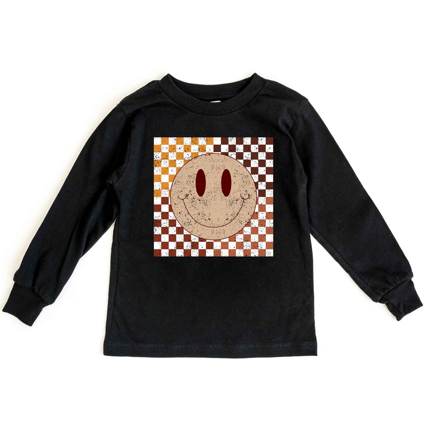 Fall Checkered Smiley | Toddler Long Sleeve Tee