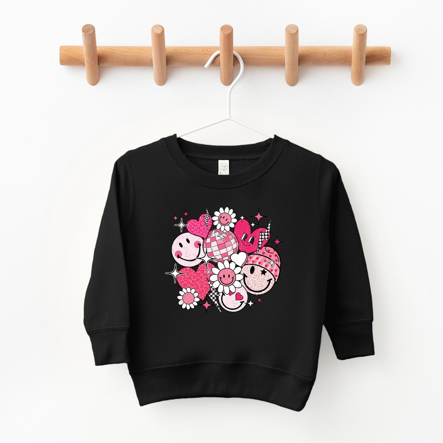 Pink Flower Hearts | Toddler Graphic Sweatshirt