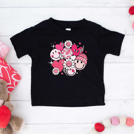 Pink Flower Hearts | Youth Short Sleeve Crew Neck