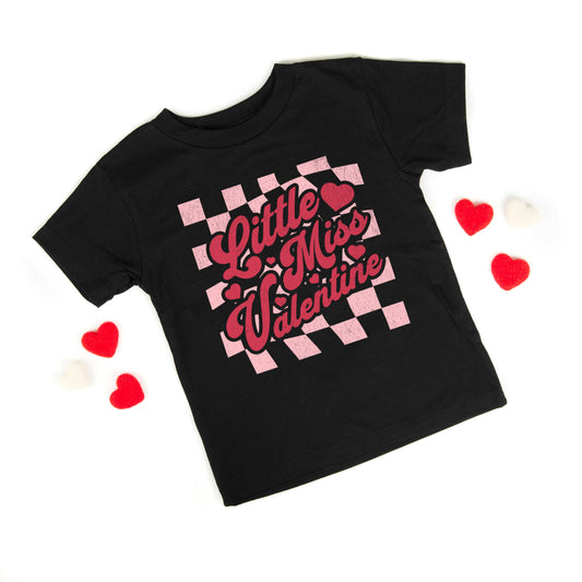 Checkered Little Miss Valentine | Youth Short Sleeve Crew Neck