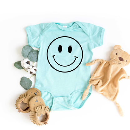 Smiley Face Outline | Baby Graphic Short Sleeve Onesie