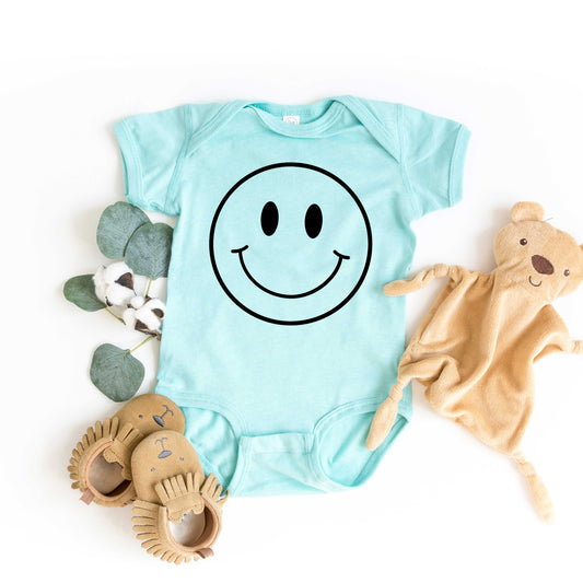 Smiley Face Outline | Baby Graphic Short Sleeve Onesie