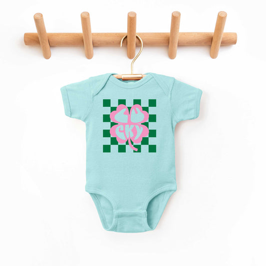Lucky Clover Checkered | Baby Graphic Short Sleeve Onesie