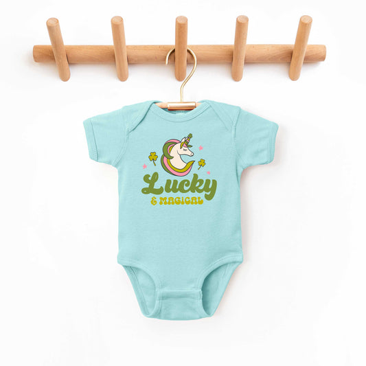 Lucky Magical Unicorn | Baby Graphic Short Sleeve Onesie