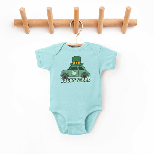 Lucky Vibes Car | Baby Graphic Short Sleeve Onesie